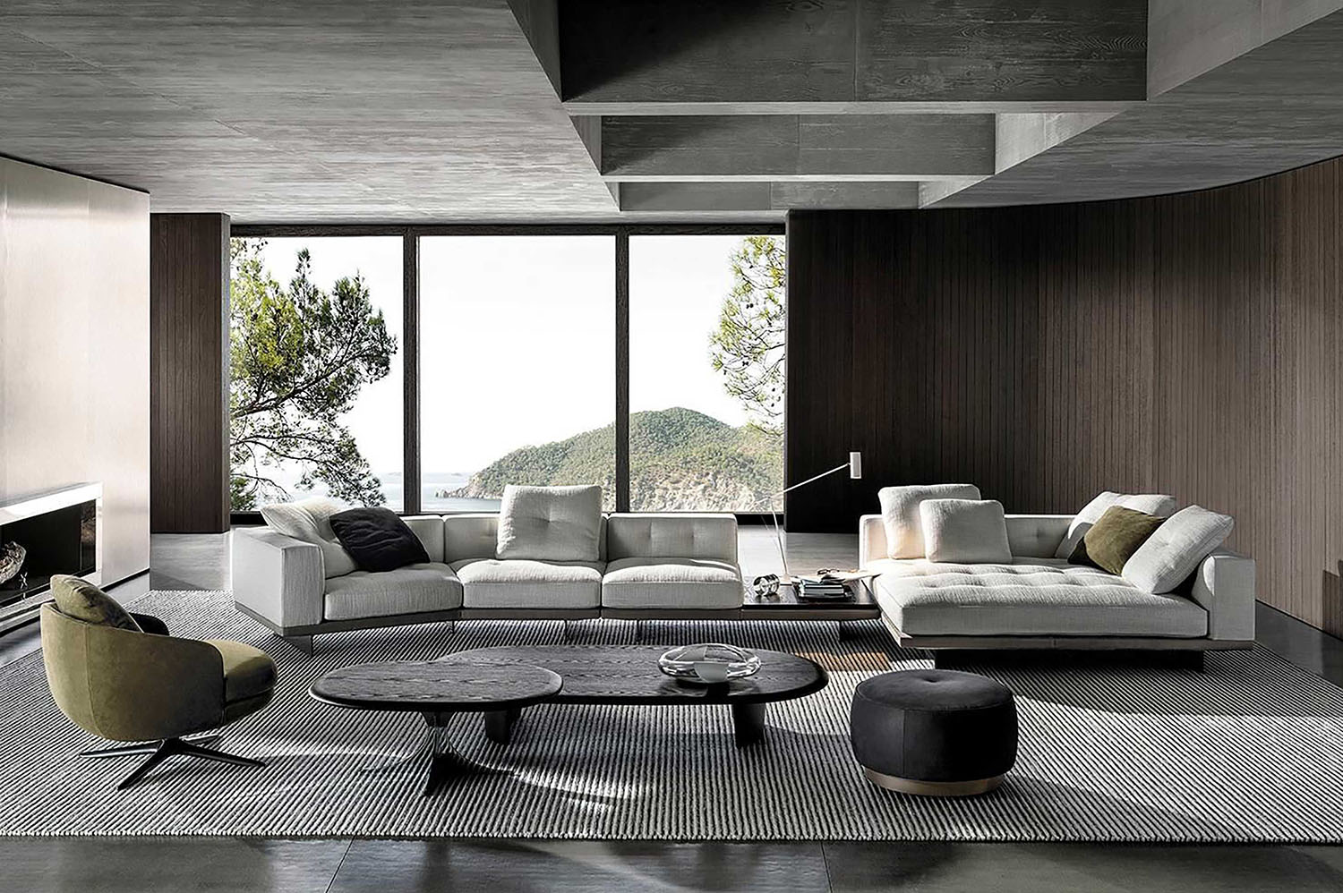 送料込 Minotti ミノッティ ソファーと クッション - ソファセット